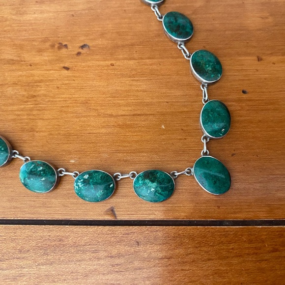 Southwestern Sterling Silver and Malachite Necklace - Picture 6 of 8